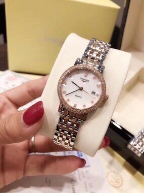 Longines La Grande Classique 29mm Diamond Bezel MOP Watch Rose Gold Steel